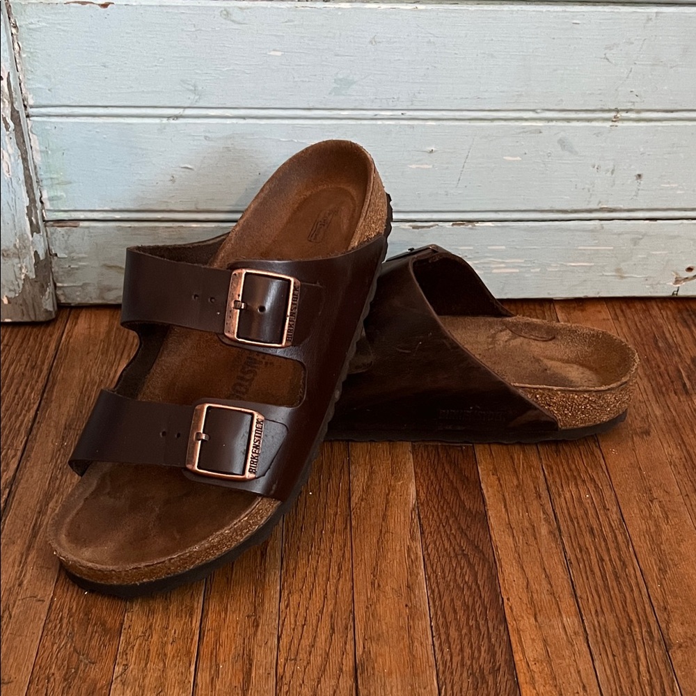 BIRKENSTOCK Arizona Arizona Oiled Leather Slide Sandals - Picture 1 of 13